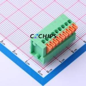 DB141V-2.54-9P-GN Spring Terminal Block Through hole Component (THT),P=2.54mm Connector 1x9P 2.54mm Green 9P - Product Image 1