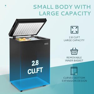 EUHOMY Chest <b>Freezer</b> 2.8 Cu.Ft Removable Basket Manual Defrost Freestanding Black Deep Freezing <b>Mini</b> <b>Freezer</b> - Product Image 2