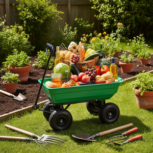 Carriola Pieghevole da Giardino in Polietilene da 10 Pollici con Telaio in Acciaio, Pneumatici e Capacità di 75 Litri - Product Image 2