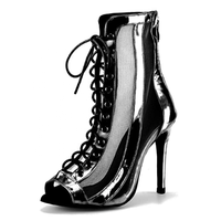 Chaussures de danse latine, salsa, tango, jazz pour femmes, en cuir PU noir confortable, semelle extérieure en daim, doublure en coton, OEM, vente chaude