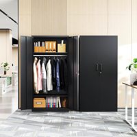 Armoire de rangement autoportante en acier sécurisée, anti-rouille, avec serrure de sécurité et étagères intérieures amovibles pour chambre à coucher