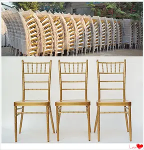 Chiavari Tiffany Chairs Dining Gold Aluminum Wholesale Modern Banquet Stacking Outdoor Events Wedding Hotel Furniture 5 Years