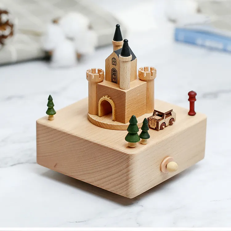 Оптовая продажа, детские музыкальные инструменты, деревянная игрушка, карусель, лошадь, Музыкальная шкатулка с ручным приводом