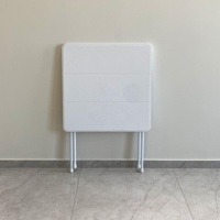 Table de jardin pliante carrée en plastique blanc et noir portable pour mariage, fête, banquet, événements en plein air