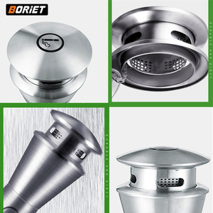 Cenicero de Hierro para Exteriores, Diseño Clásico, Contenedor de Basura, Recubrimiento en Polvo Plateado, Forma Redonda, Contenedor de Residuos para Uso Público - Product Image 5