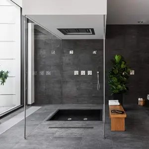 Mondeway — Drain à motif de capsules en acier inoxydable pour salle de bain, 24 pouces, raccord de douche linéaire noir mat