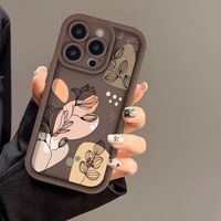 Rétro ligne fleur impression TPU housse de téléphone portable pour iPhone 17 16 15 PRO avec échelle lentille Style antichoc affaires