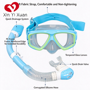 Masque de plongée anti-buée personnalisé Xinyixuan, double lentille, lunettes de natation, sangle en silicone réglable, vue large, verre trempé - Product Image 3