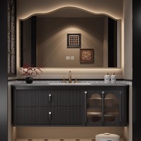 Meuble-lavabo flottant moderne américain de 48 à 60 pouces, style Shaker, avec armoire de rangement d'angle, étanche pour salle de bain