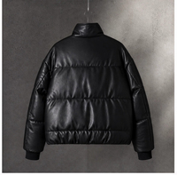 Neue Herbst-Winter-Daunenjacke mit hohem Stehkragen aus Leder, Kurze Oversize-Daunenjacke für Damen, Schlank Geschnittene Steppjacke für Freizeitkleidung
