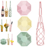 Bolsa de Silicone para Garrafa de Vinho, Sacola de Água, Porta-Copos, Cesto de Malha, Suporte para Suprimentos de Bar, Bolsa de Malha para Caminhada, Rede de Espuma