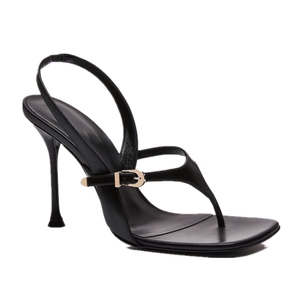Nuovi Arrivi 2025: <span class=keywords><strong>Sandali</strong></span> Sexy di Lusso da Donna - Logo Personalizzato, Cinturino in Pelle Nera, Scarpe con <span class=keywords><strong>Tacco</strong></span> Alto <span class=keywords><strong>Sottile</strong></span> - Product Image 5