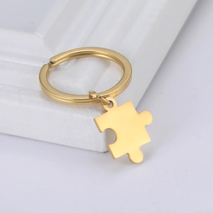 <span class=keywords><strong>Porte</strong></span>-clés personnalisés en acier inoxydable gravés en DIY, <span class=keywords><strong>puzzle</strong></span> de dessin animé pour couple, 25 mm, léger, imperméable, Saint-Valentin - Product Image 3