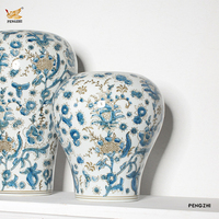 Vase à fleurs en céramique de style chinois rétro, pot hydroponique au design raffiné pour la décoration de salon et de maison