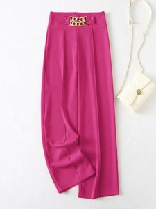 Pantalones Anchos Casuales para Mujer, Elegantes, de Color Sólido, Microelásticos, de Cintura Alta y Ajustados - Product Image 6