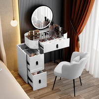 Table de Maquillage Multifonctionnelle de Luxe Moderne 2026 pour Filles avec Miroir Lumineux à Recharge Sans Fil en Bois Massif pour Salle de Bain et Chambre