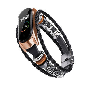 Cinturino in Pelle alla Moda con Perline per Smartwatch Xiaomi <span class=keywords><strong>Mi</strong></span> <span class=keywords><strong>Band</strong></span> 10 8 9 6 <span class=keywords><strong>5</strong></span> - Product Image 1