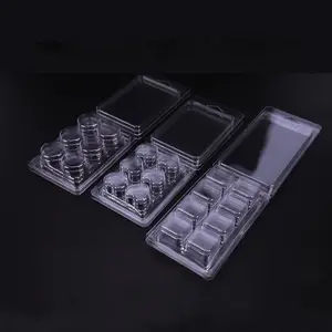 Caixas de cera transparentes para embalagem de velas, recipiente de plástico transparente com 6 e 8 cavidades, recipiente transparente sem mechas