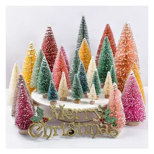 环保剑麻瓶刷树白色圣诞树迷你树圣诞与雪圣诞装饰