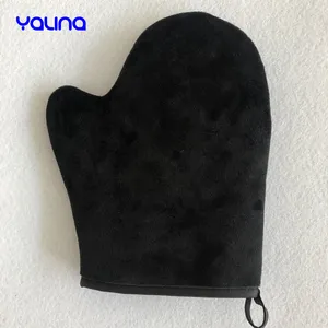 Black Microfibre Soft Tanning Lotion Gloves Kit Set Elastic Wrist Sunless Spray Self Tan Mitt Applicator With Thumb