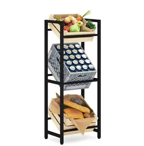 Rack for 3 Crates Metal Shelves for Storage Boxes Drinks Crate Free Standing Bottle Rack Wine Rack Shelf Organizer