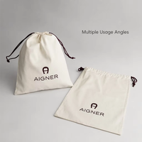Pochette de rangement en sergé de coton avec cordon de serrage pour chaussures et cosmétiques, sac anti-poussière en coton pour chapeaux, vêtements et accessoires capillaires, personnalisable avec logo imprimé, OEM & ODM