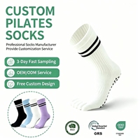 Chaussettes de Pilates personnalisées pour femmes, à cinq doigts, antidérapantes avec grip en silicone, séchage rapide, respirantes, 5 orteils, pour barre, danse, fitness, semelle sans couture