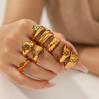   INS Wind Vergoldeter 18K Gold Edelstahlring mit Gravurmöglichkeit Hochwertiger Edelstahlring für Damen
