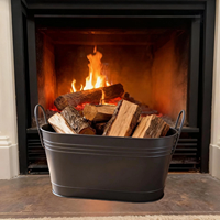 Support de rangement portable en fer forgé noir avec poignée pour allumettes/bois de chauffage/bois, utilisation intérieure ou extérieure