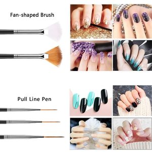 Lot de 20 pinceaux à ongles noirs avec manche en bois, pour nail art, peinture DIY, pinceau à lignes avec outil de pointillage, poils en nylon, pour salon de beauté - Product Image 4