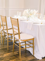 Chaise Chiavari en métal doré, empilable, pour hôtel, salle de banquet, mariage et événements – Vente en gros usine