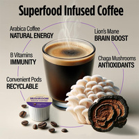 Capsules de café aux champignons à marque privée OEM avec Crinière de lion et Chaga pour l'énergie et la clarté, compatibles Keurig K-Cup