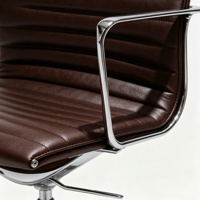 Fauteuil de bureau exécutif moderne pivotant en cuir PU, dossier bas, réglable en hauteur, base 5 étoiles en alliage d'aluminium