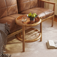 Table basse ronde en bois massif de luxe moderne à double niveau, petite table centrale pour salon, chambre, salle de conférence, bureau, décoration