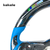 Hochwertiges Maßgefertigtes LED-Lenkrad aus Geschmiedeter Carbonfaser mit Blauer Perforierter Leder für Volkswagen VW Mk7 GTI Golf 7 Mk7.5