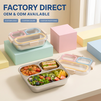 Boîte à lunch en acier inoxydable 304 sans BPA, 850 ml, 2 compartiments, amovible, pour la maison, le bureau, l'école, pour enfants, en gros