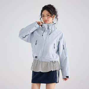 Kess Women's Short Windbreaker Outdoor Sports Jacket Windproof Waterproof Hooded Mountaineering Coat Lightweight Active Wear - Product Image 4