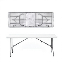 Table pliante rectangulaire en plastique HDPE avec structure métallique pour pique-nique en extérieur, idéale pour les mariages et les fêtes, marque Martina
