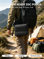 Sac banane tactique noir Molle en polyester, pochette utilitaire carrée pour ceinture, idéal pour EDC, chasse, camping, cyclisme