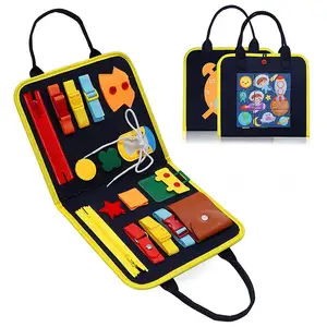 Juego de viaje Juguete sensorial Actividad Botón Cremallera Aprendizaje Vestido básico Habilidades Montessori niño pequeño fieltro tablero ocupado