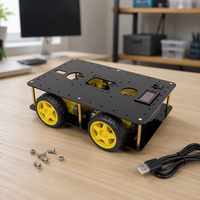 Sasis Mobil Robot Logam Berlapis Ganda 4WD DIY Platform Bergerak Edukatif untuk Papan Pengembangan Mikrokontroler