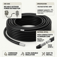 Cable de Alimentación Aéreo de Aluminio Trenzado Anti-UV IP65, Resistente al Calor 75°C, XLPE PVC, para Renovación de Energía Exterior en Villas y Distritos