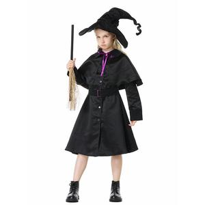Disfraz de bruja de Halloween para niños, conjunto de vestido negro con sombrero y escoba para 8 a 13 años, juego de rol, cosplay - Product Image 2