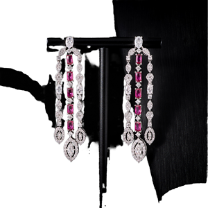 00091 <span class=keywords><strong>YOOHOO</strong></span> Dubaï Luxe Tendance Laiton Pampilles Cristal Zircon Cubique Boucles d'Oreilles Pendante Femme Mariage Fête Plaqué Or Rhodié - Product Image 1