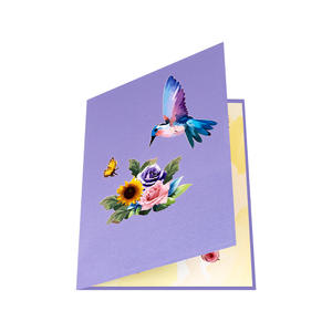 Tarjeta de felicitación floral del Colibrí emergente 3D del Día de la madre Arte de papel hecho a mano con sobre para el día de la madre, cumpleaños, aniversario - Product Image 4