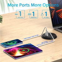 Prise de bureau encastrée ABS USA avec trou de 2 pouces, 2 ports USB, charge rapide PD 20W, homologuée ETL