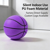 Ballon de basketball silencieux en mousse PU souple de 620g, taille 7 (29,5 pouces), personnalisable avec logo, pour entraînement intérieur des enfants, vente en gros usine
