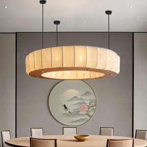 Lustre rond de style chinois à LED pour restaurant, villa, hôtel, chambre privée, salon, lampe de plafond - Product Image 5
