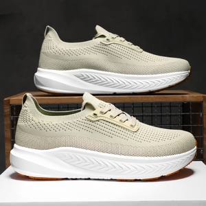 Chaussures décontractées en maille respirante pour hommes, entièrement noires, légères, à lacets, absorbant les chocs, antidérapantes, baskets de travail - Product Image 4