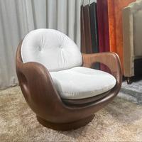 Fauteuil Lounge en Bois Design Nordique, Style Minimaliste Créatif avec Accoudoirs pour se Détendre dans le Salon, Style Scandinave